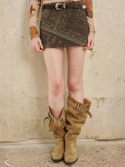 Paisley Print Hip Hugging Short Skirt【s0000013775】