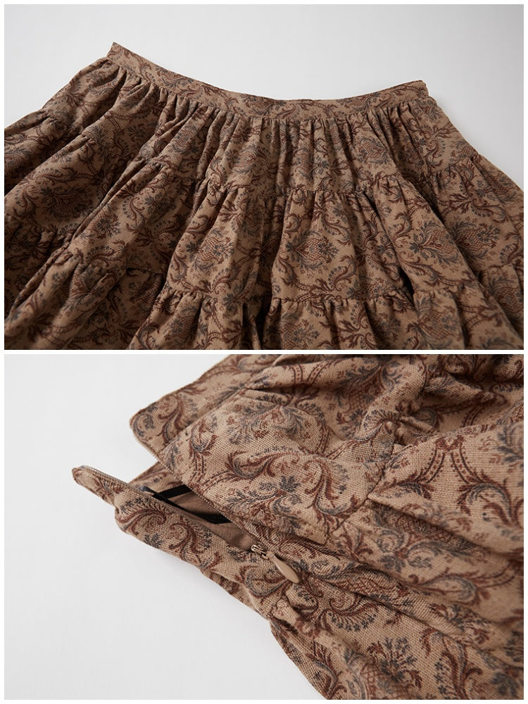 Vintage Style Paisley Print Tiered Mini Skirt【s0000013776】