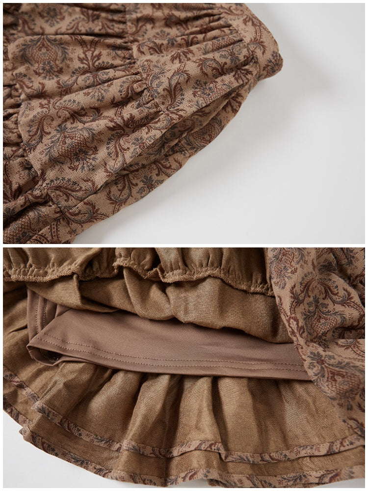 Vintage Style Paisley Print Tiered Mini Skirt【s0000013776】