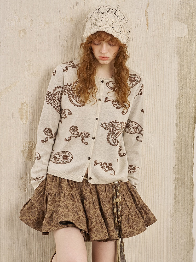 Vintage Style Paisley Print Tiered Mini Skirt【s0000013776】