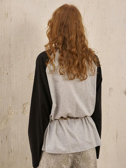 Gold Coin Cat Contrasting Loose Crew Neck Raglan Sleeve T-Shirt【s0000013778】