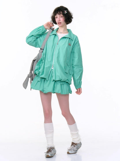 Ribbon Pocket Double Zip Loose Jacket【s0000013781】