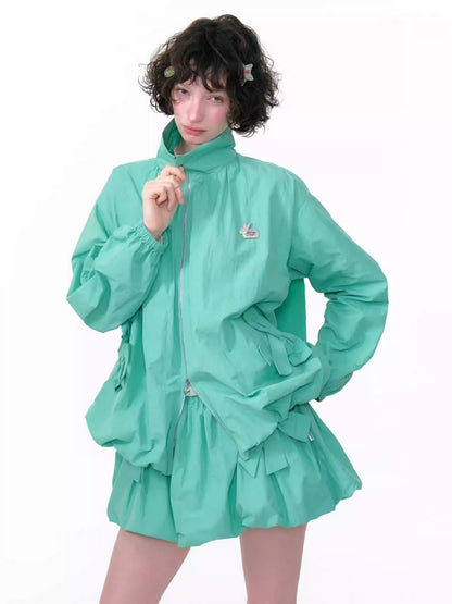 Ribbon Pocket Double Zip Loose Jacket【s0000013781】