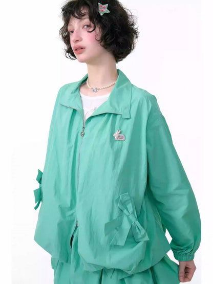 Ribbon Pocket Double Zip Loose Jacket【s0000013781】