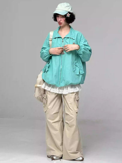 Ribbon Pocket Double Zip Loose Jacket【s0000013781】