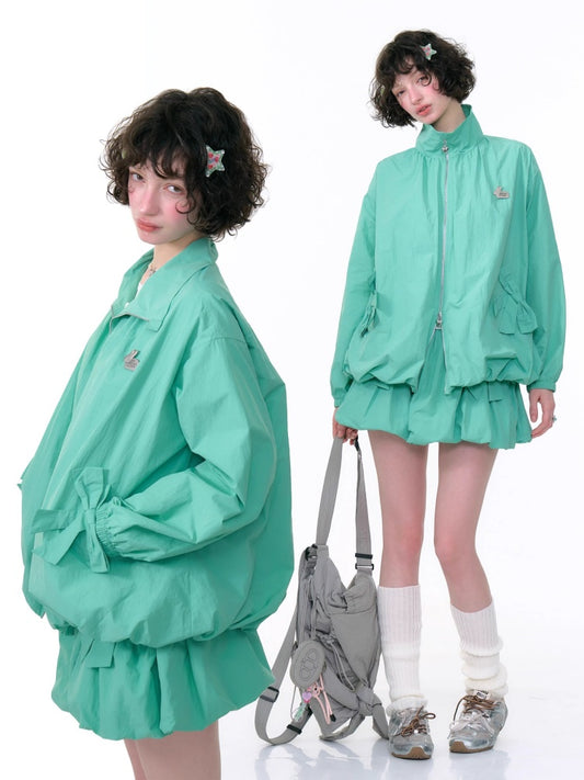 Ribbon Pocket Double Zip Loose Jacket【s0000013781】