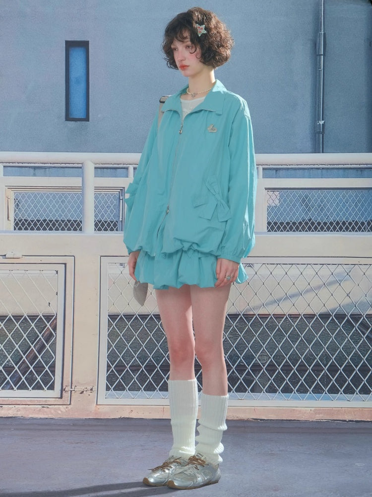 Ribbon Pocket Double Zip Loose Jacket【s0000013781】