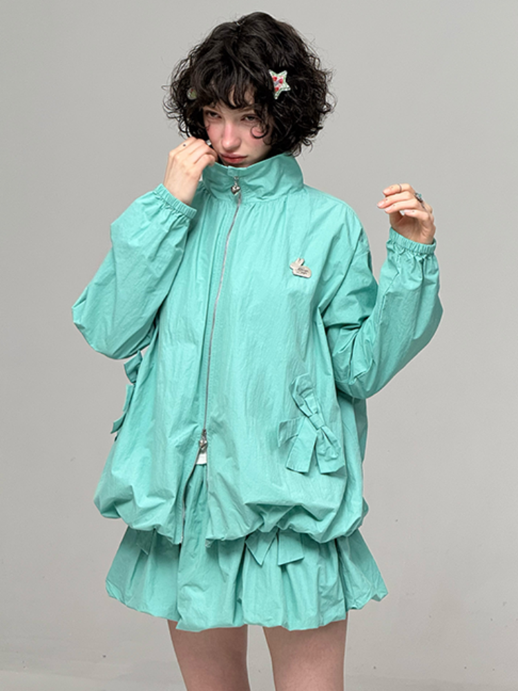 Ribbon Pocket Double Zip Loose Jacket【s0000013781】