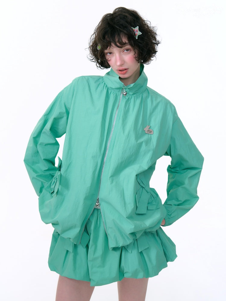 Ribbon Pocket Double Zip Loose Jacket【s0000013781】
