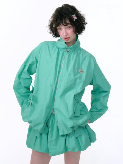Ribbon Pocket Double Zip Loose Jacket【s0000013781】