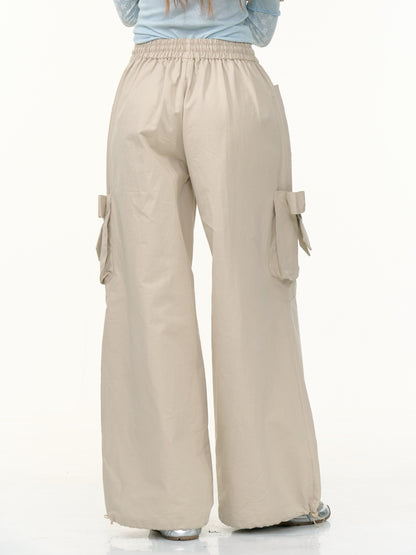 Bow Cargo Heart Drawstring Straight Wide Leg Pants【s0000013788】