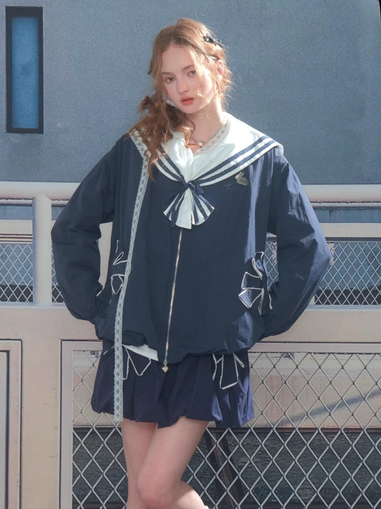 Ribbon Pocket One Point Rabbit Zip Jacket【s0000013794