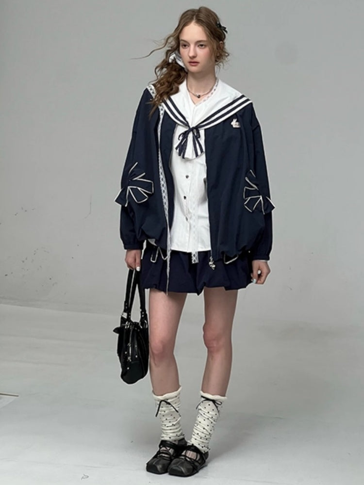 Ribbon Pocket One Point Rabbit Zip Jacket【s0000013794】
