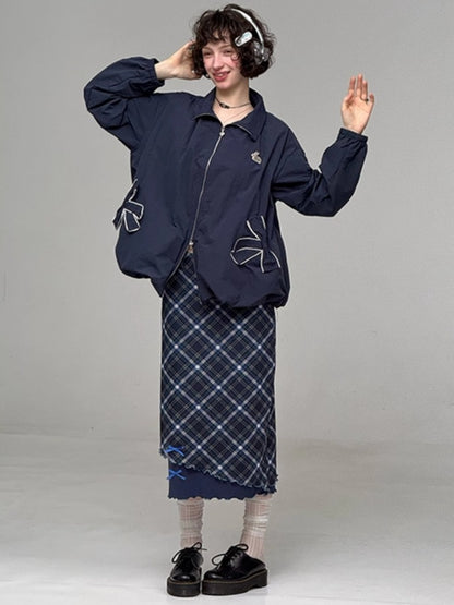 Ribbon Pocket One Point Rabbit Zip Jacket【s0000013794】
