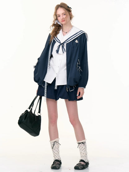 Ribbon Pocket One Point Rabbit Zip Jacket【s0000013794】