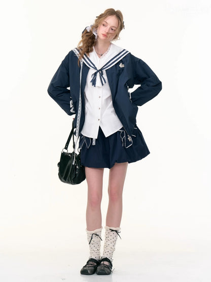 Ribbon Pocket One Point Rabbit Zip Jacket【s0000013794】
