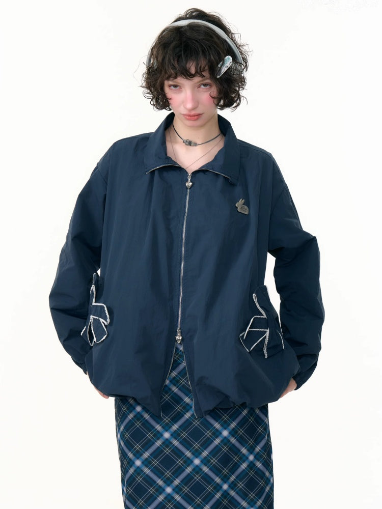 Ribbon Pocket One Point Rabbit Zip Jacket【s0000013794】