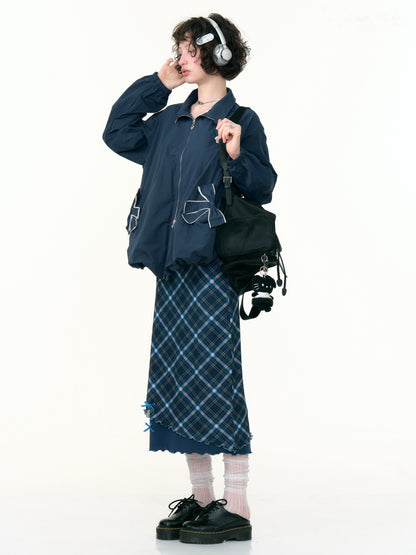 Ribbon Pocket One Point Rabbit Zip Jacket【s0000013794】