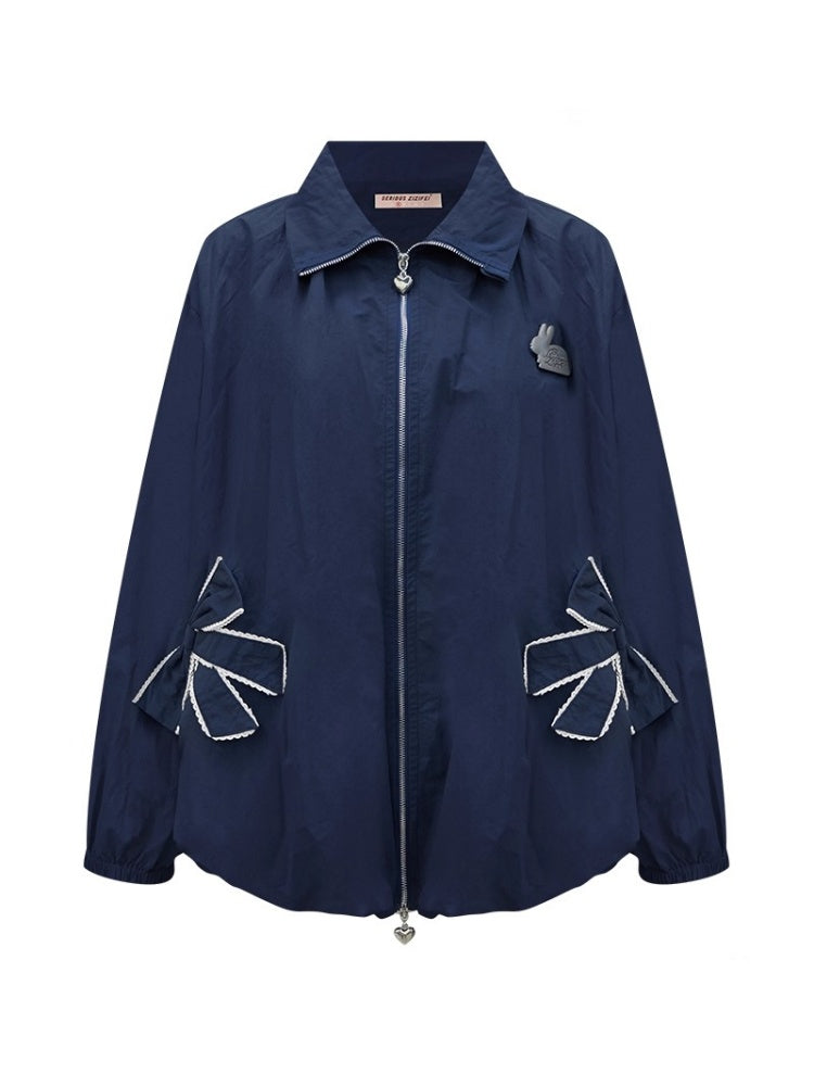 Ribbon Pocket One Point Rabbit Zip Jacket【s0000013794】