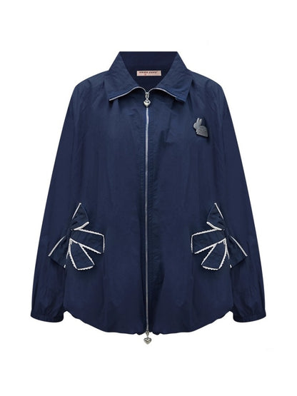 Ribbon Pocket One Point Rabbit Zip Jacket【s0000013794】