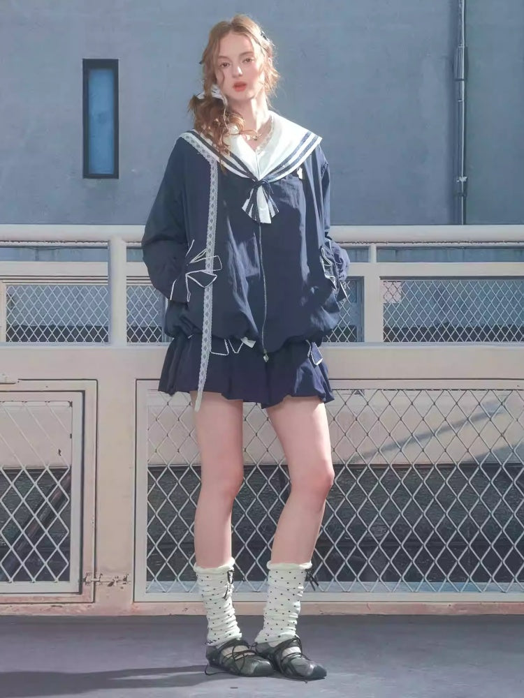 Ribbon Pocket One Point Rabbit Zip Jacket【s0000013794】