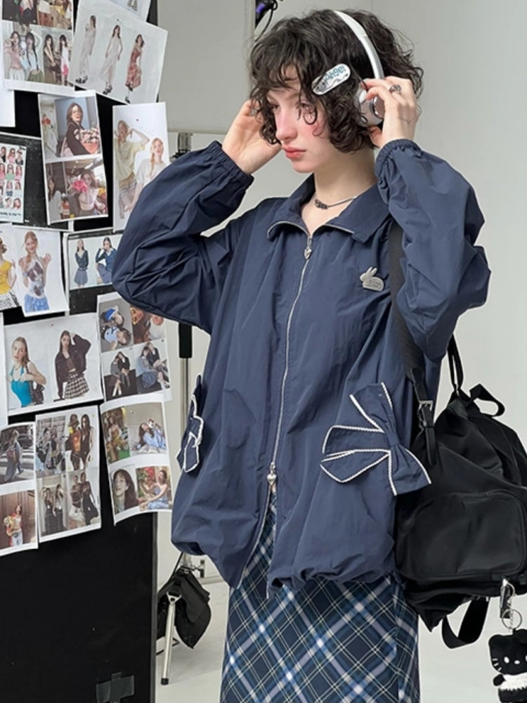 Ribbon Pocket One Point Rabbit Zip Jacket【s0000013794】