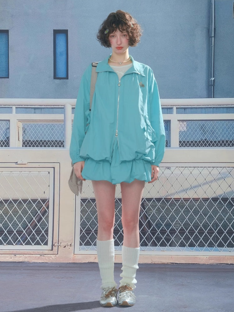 Ribbon Pocket Elastic Waist A-Line Flower Bud Skirt【s0000013796】