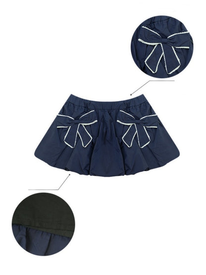 Ribbon Pocket Elastic Waist A-Line Flower Bud Skirt【s0000013796】