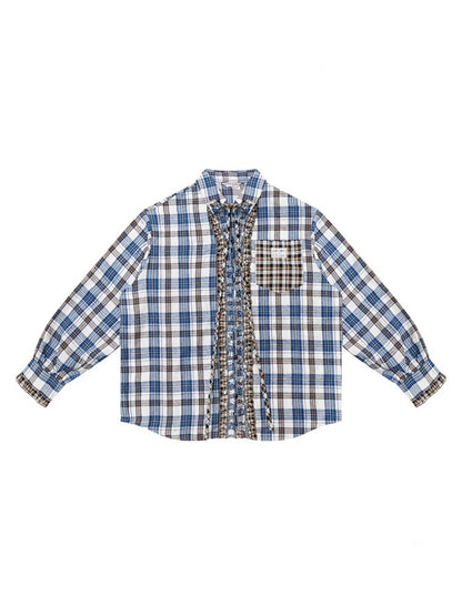 Ruffled Plaid Patch Pocket Shirt【s0000013797】