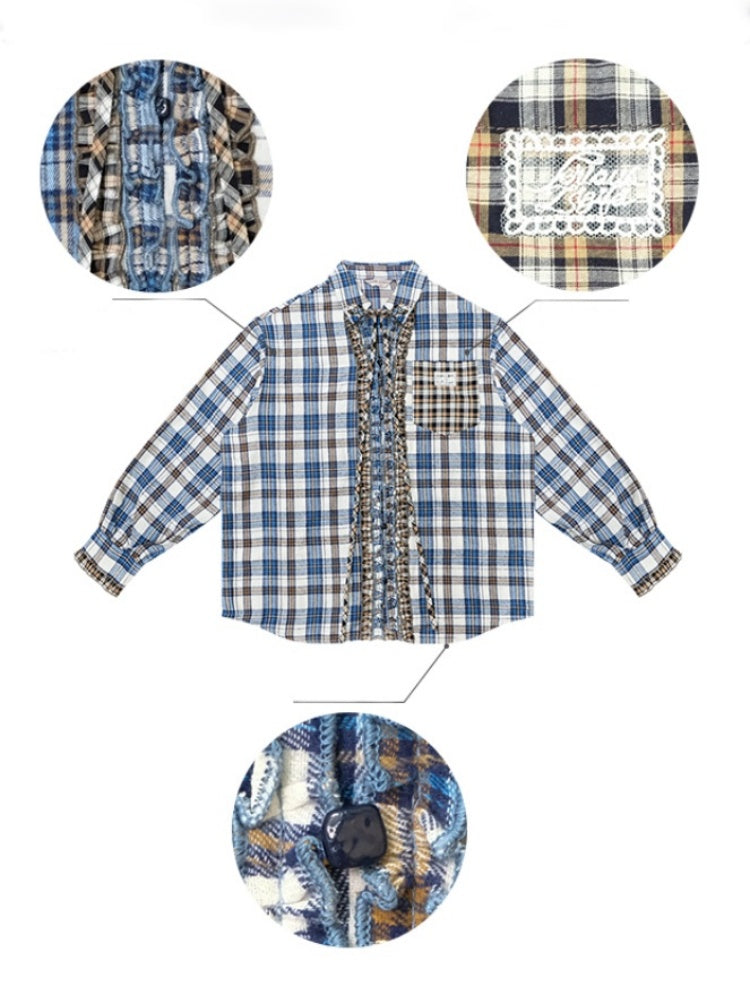 Ruffled Plaid Patch Pocket Shirt【s0000013797】