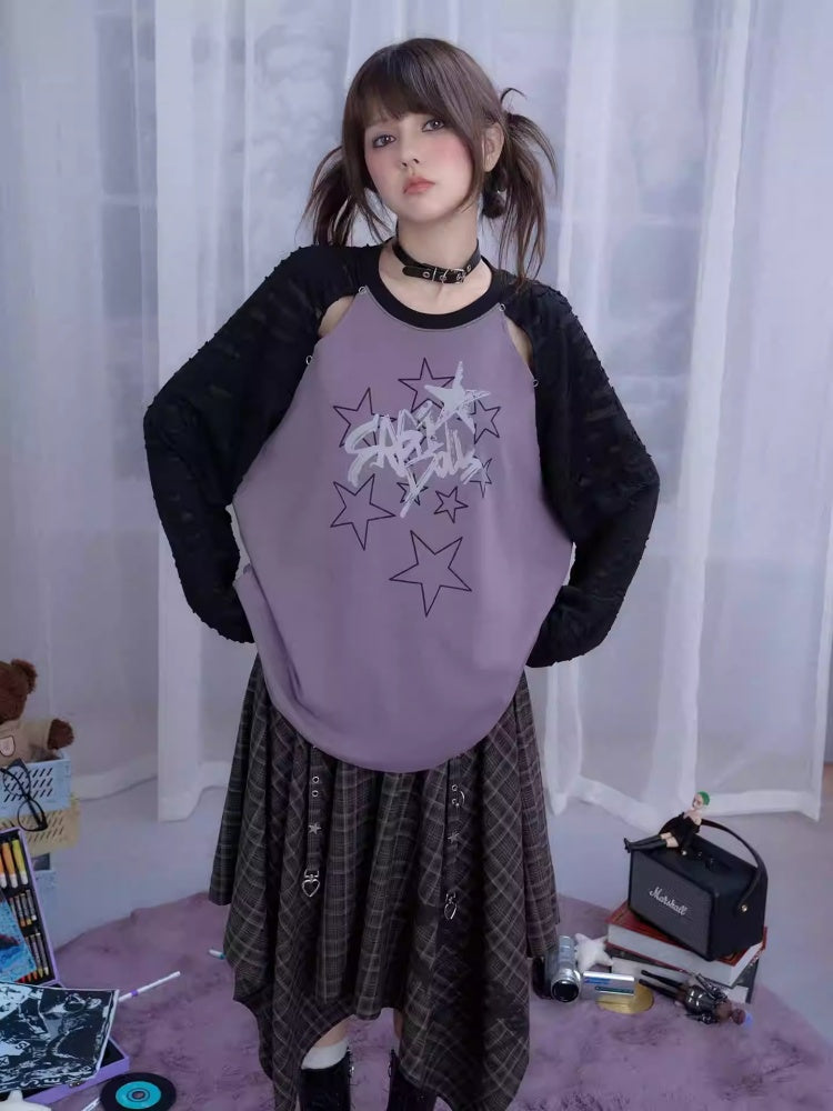 Plaid Print Metal Buckle Irregular Long Skirt【s0000013800】