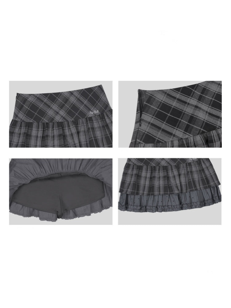 Plaid & Polka Dot Cake Short Skirt【s0000013801】