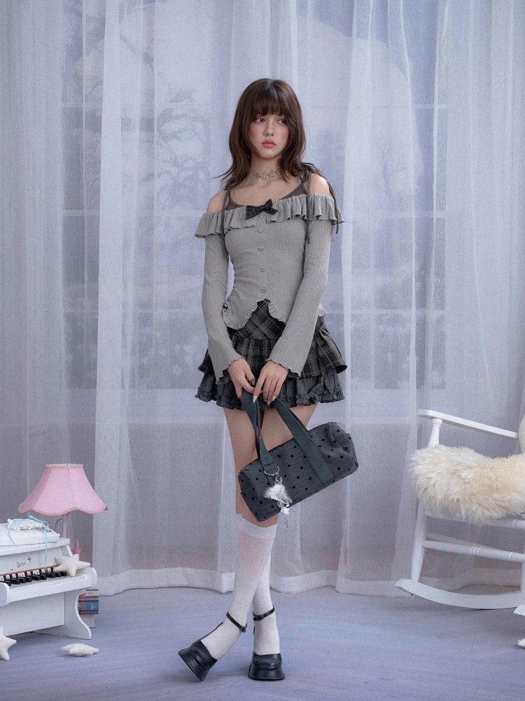 Plaid & Polka Dot Cake Short Skirt【s0000013801】