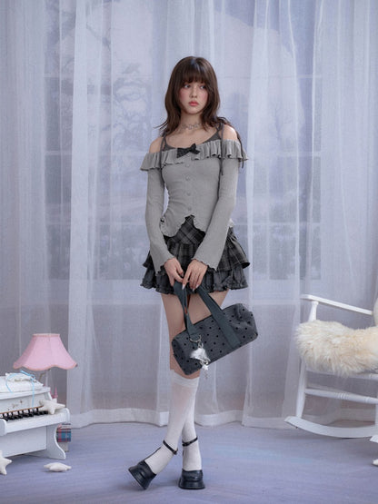 Plaid & Polka Dot Cake Short Skirt【s0000013801】