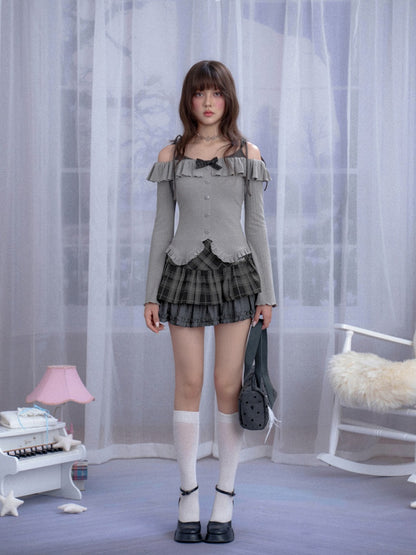 Plaid & Polka Dot Cake Short Skirt【s0000013801】