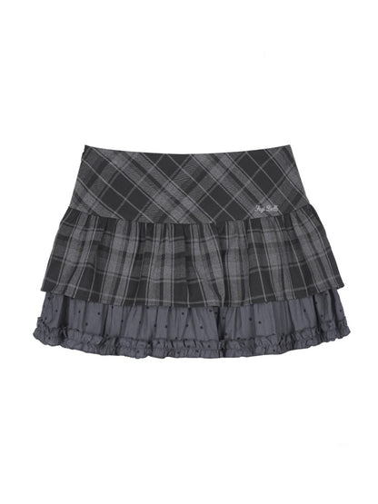 Plaid & Polka Dot Cake Short Skirt【s0000013801】