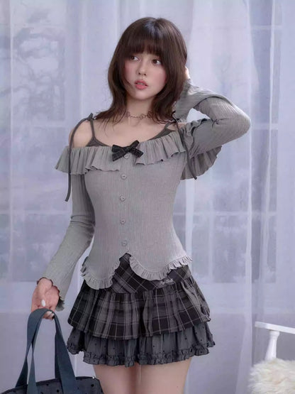 Plaid & Polka Dot Cake Short Skirt【s0000013801】