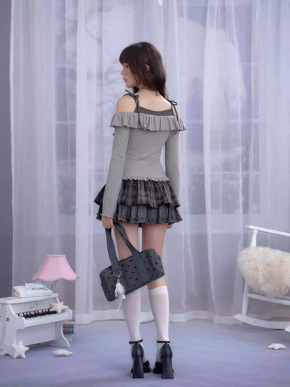 Plaid & Polka Dot Cake Short Skirt【s0000013801】