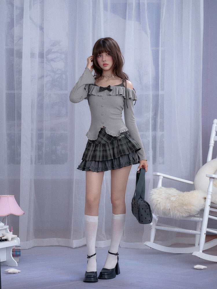 Plaid & Polka Dot Cake Short Skirt【s0000013801】