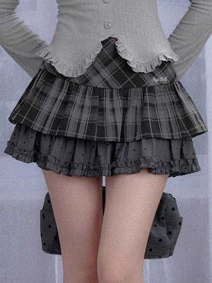Plaid & Polka Dot Cake Short Skirt【s0000013801】