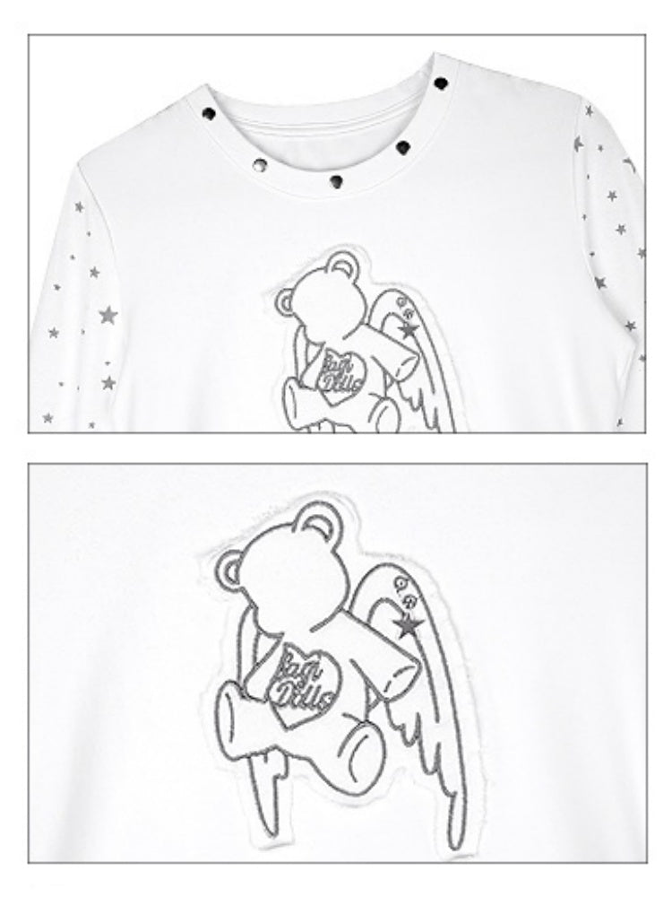 Star Angel Bear Patch Long Sleeve T-Shirt【s0000013803】
