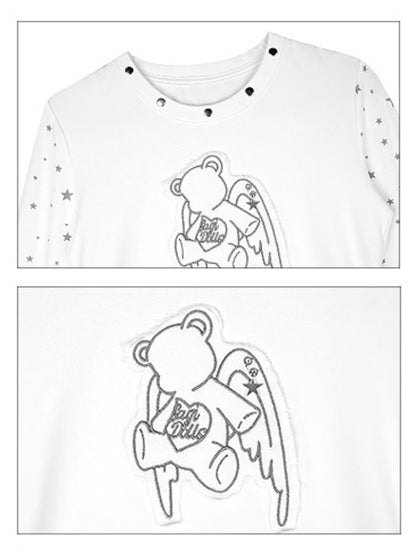 Star Angel Bear Patch Long Sleeve T-Shirt【s0000013803】