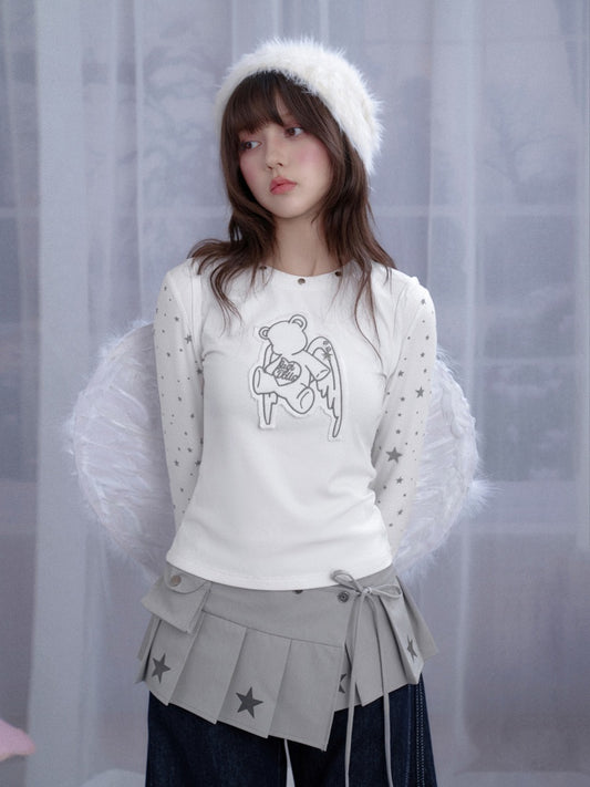 Star Angel Bear Patch Long Sleeve T-Shirt【s0000013803】