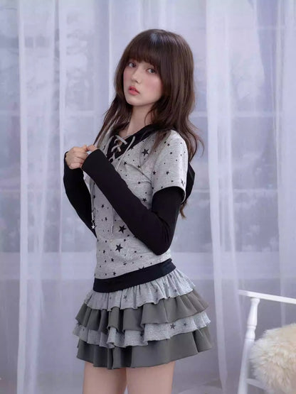 Star Print Cake Short Skirt【s0000013806】