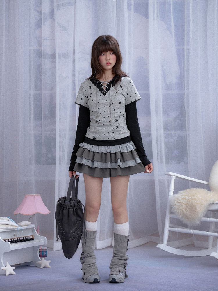 Star Print Cake Short Skirt【s0000013806】