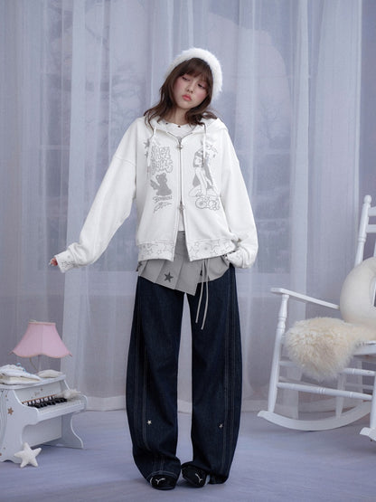 Star Print Pleated Wrap Mini Skirt【s0000013807】