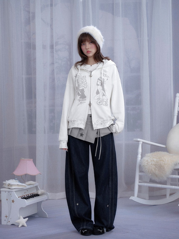 Star Print Pleated Wrap Mini Skirt【s0000013807】