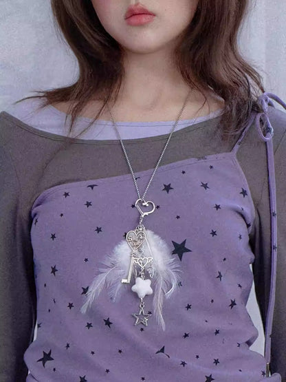 Angel Feather Keychain Necklace【s0000013809】