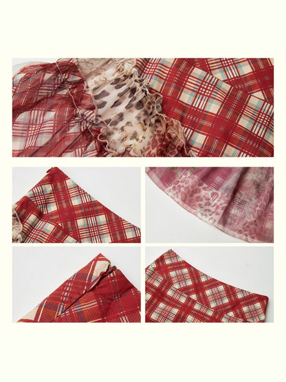 "Fantasia" Irregular Stitching Plaid Print Casual Cake Skirt【s0000013815】