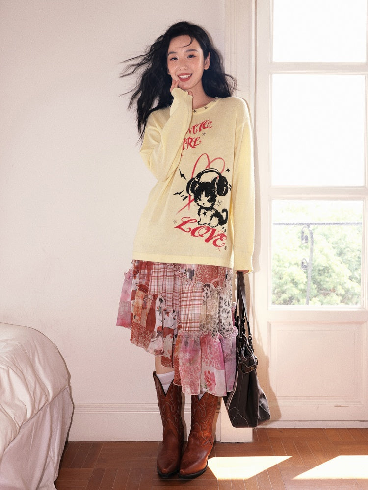 "Fantasia" Irregular Stitching Plaid Print Casual Cake Skirt【s0000013815】